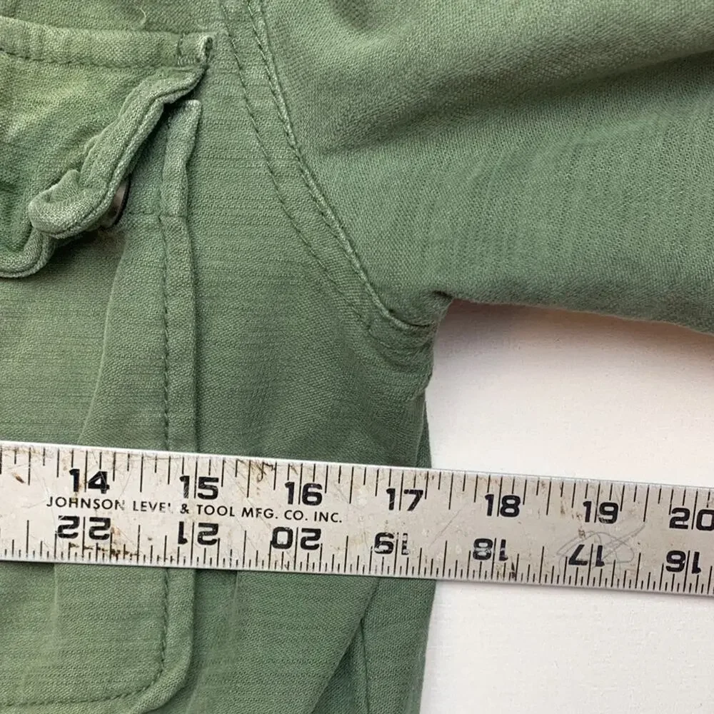 Free People size small jacket military green trench academia 80s retro patch